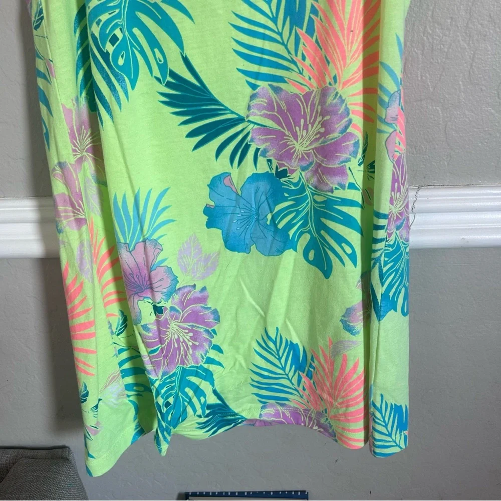 Justice Girls Kids Floral Tropical Tank Dress‎ Size Small 7 or 8 Neon Green Blue